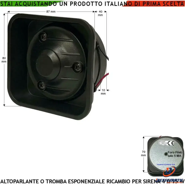 Altoparlante Magnetodinamico Tromba Fonica Abs Securvera Sp-g10arsspld Supply